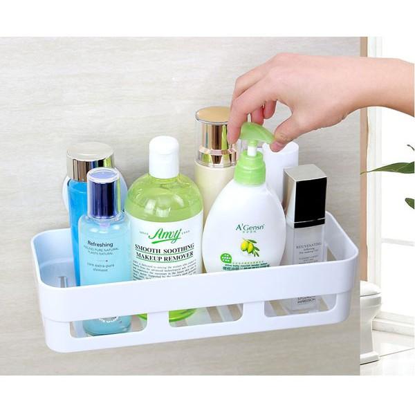 KỆ ĐỂ ĐỒ HÌNH CHỮ NHẬT DÁN TƯỜNG KÈM MIẾNG DÁN SIÊU CHẮC ĐỰNG ĐỒ DÙNG NHÀ TẮM , NHÀ BẾP CÓ RÃNH THOÁT NƯỚC