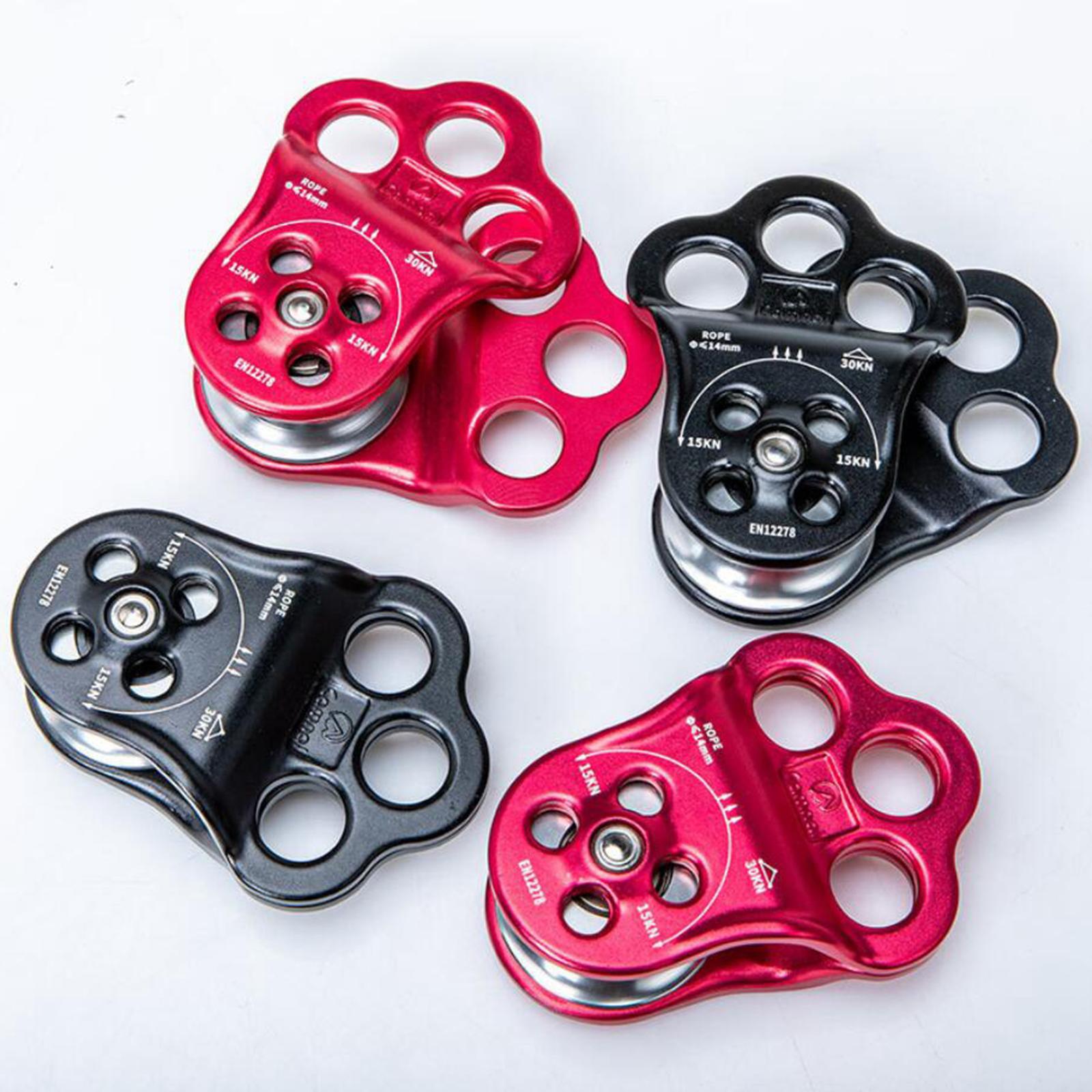 30KN Triple Attachment Climbing Hitch Pulley Fixed Side for 13mm Rope