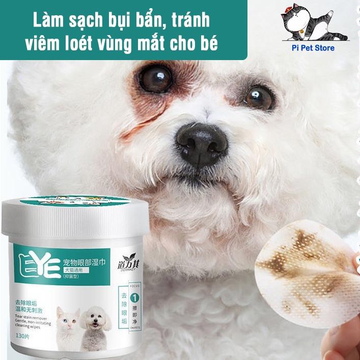 Miếng lau mắt cho chó mèo, vệ sinh mắt cho chó - Hộp 130 miếng tiện dụng