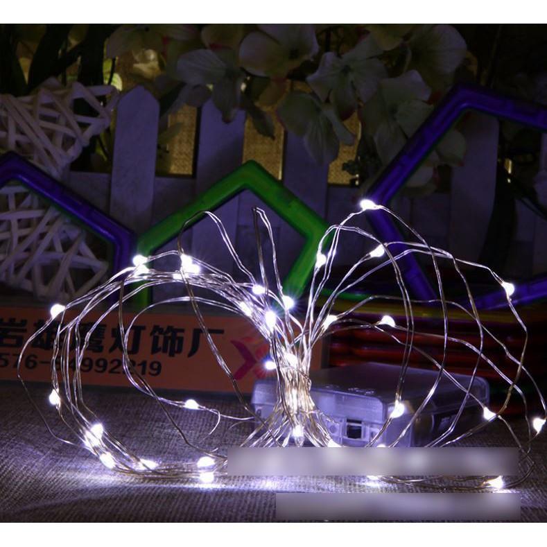 Đèn dây kẽm dùng pin 10m 100 led trắng