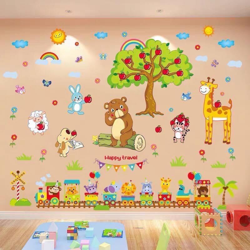 Bộ Combo Decal dán tường - Táo Lớn phối Xe lửa 01