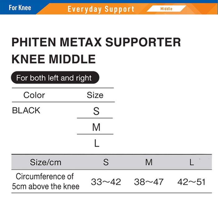 Đai bảo vệ khớp gối Phiten metax loại vừa Metax knee middle type