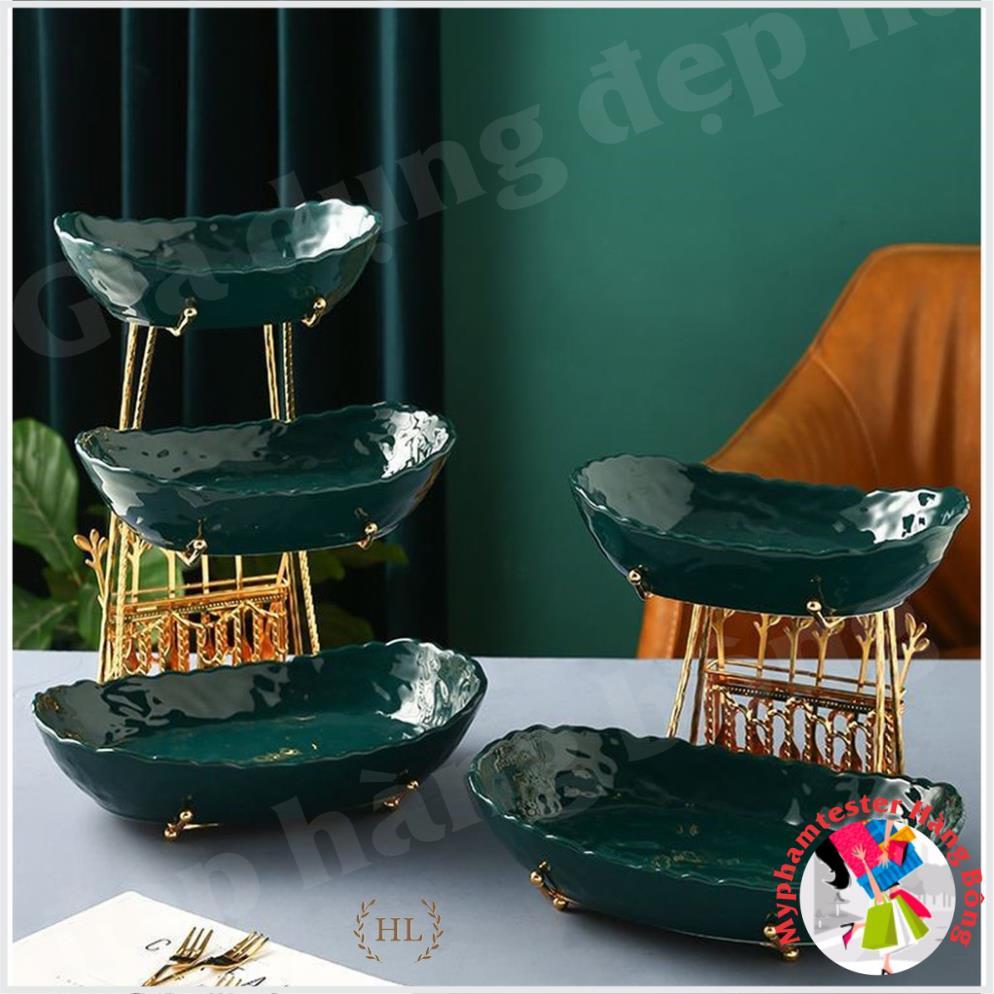 KHAY SỨ ĐỰNG BÁNH KẸO - HOA QUẢ BÀN LỄ TÂN, KỆ BẾP, PHÒNG KHÁCH CAO CẤP VÂN SẦN KHUNG INOX KHÔNG HAN RỈ