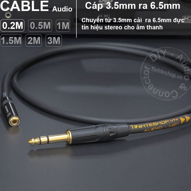 Dây cáp 6.5 ra 3.5 stereo lõi đồng - DIY 3.5mm female to 6.5mm male TRS