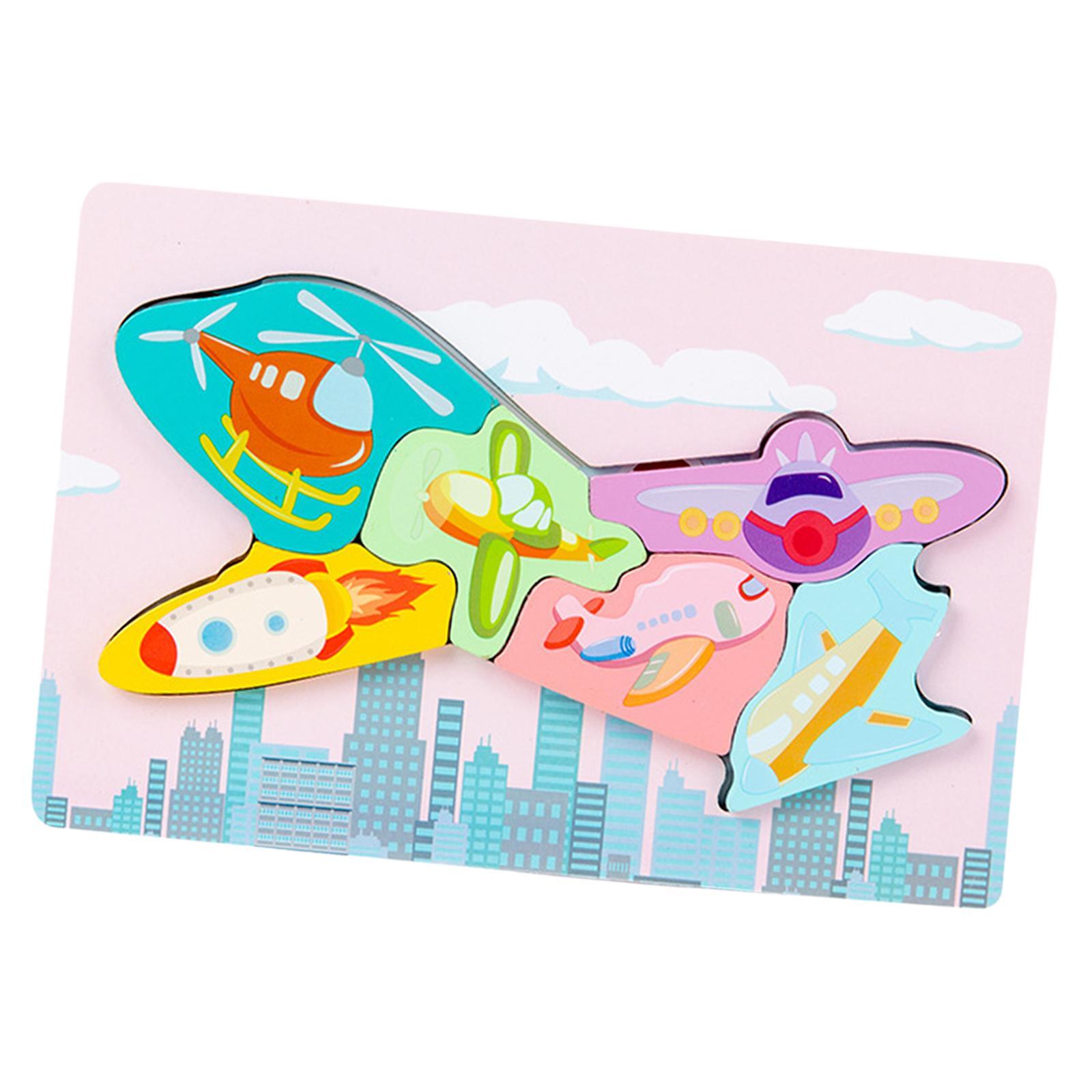 Puzzles Wooden Jigsaw Colors Shapes Cognition Cartoon Boy and Girl