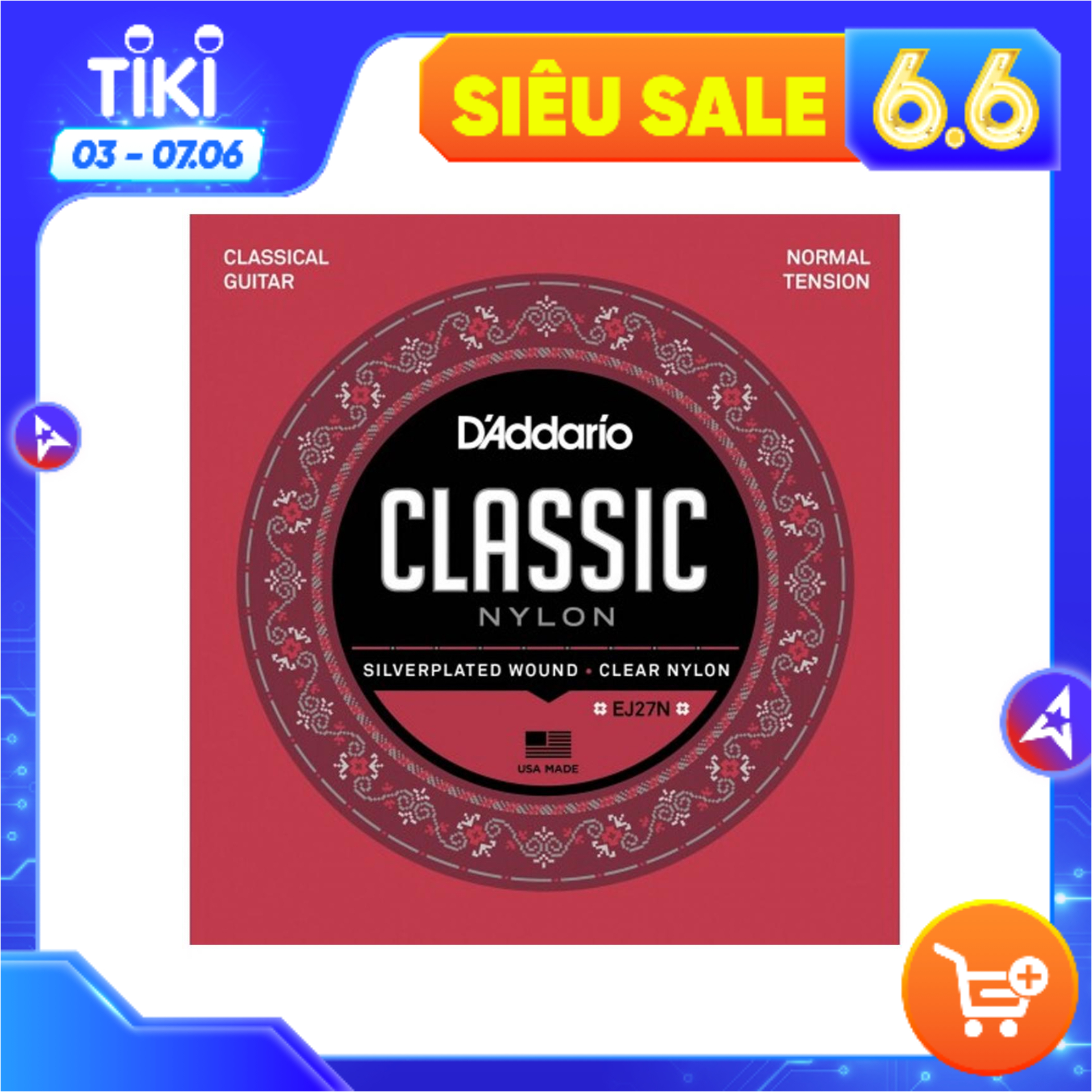 Bộ Dây Đàn Guitar Chính Hãng Classic D'Addario EJ27N, EJ45, EJ45C, EJ49, Xuất Xứ Mỹ