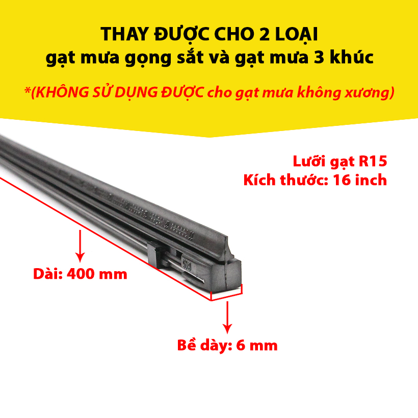 Combo 2 Lưỡi Gạt Mưa Loại A VIAIR R15 (16 Inch/400 mm)