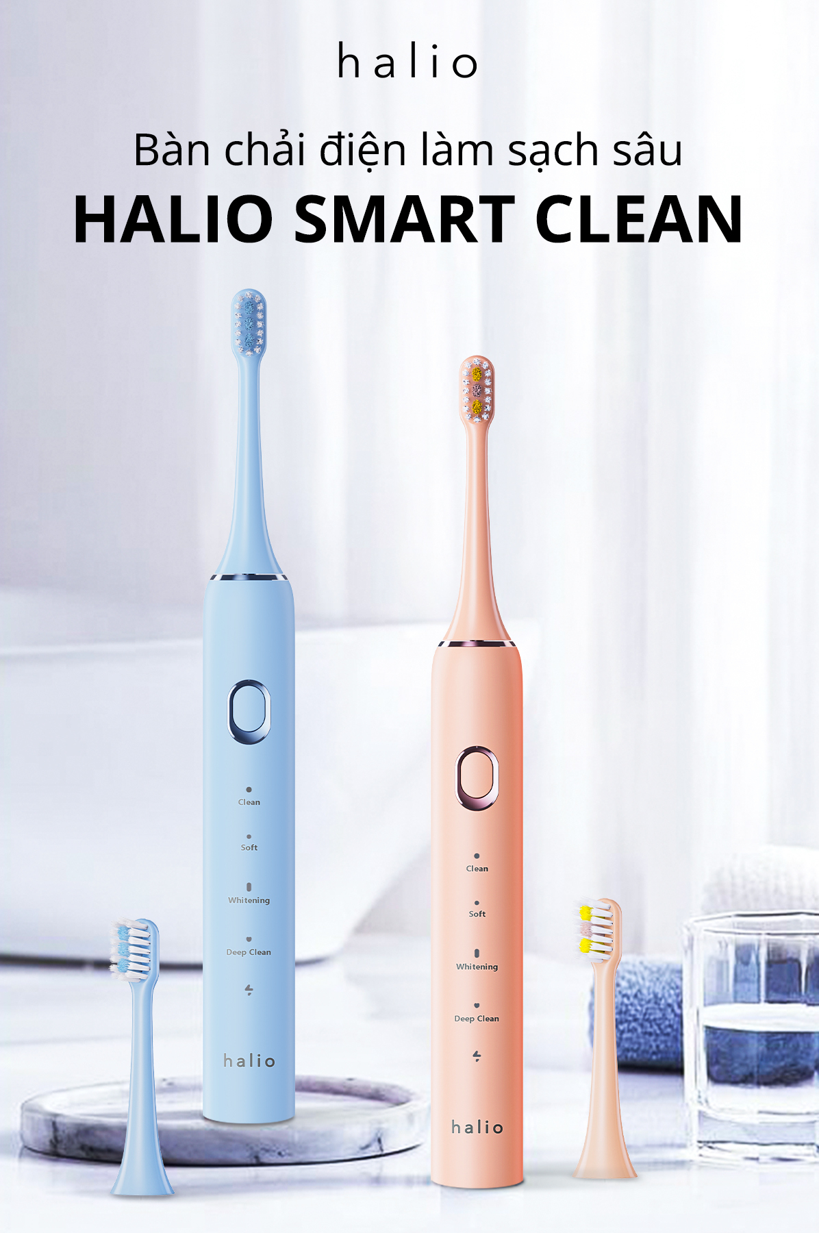 Bàn Chải Điện Halio Sonic SmartClean Electric Toothbrush Công Nghệ Sóng Âm Sạch Sâu