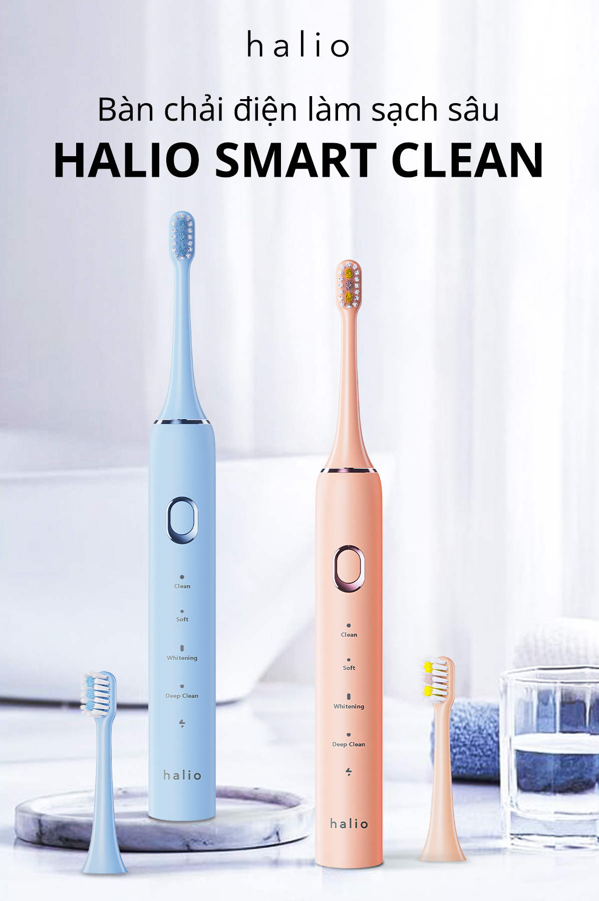 Combo 2 Bàn chải điện Halio Sonic SmartClean Electronic Toothbrush