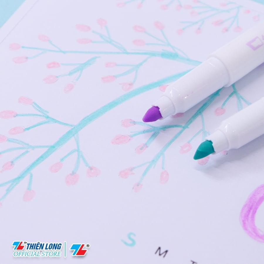 Bút dạ quang màu Pastel Thiên Long Pazto HL-016 - Bút dạ quang rửa được - Không để lại vết khi Photocopy (5 cây)-KM