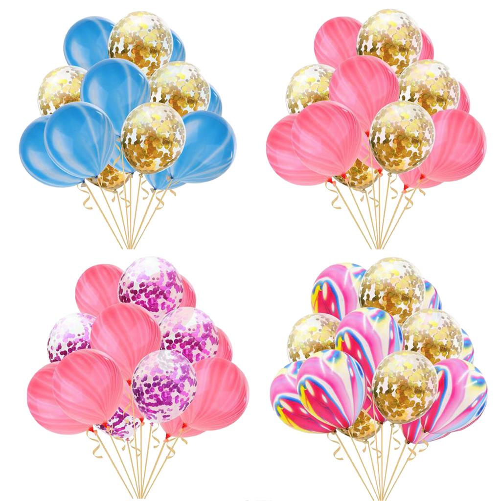 15 Pieces Latex Balloons Confetti Balloons with Ribbon Wedding Birthday Party Decoration Supplies