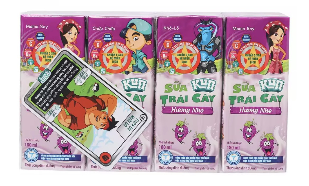 Thùng 48 Hộp Sữa Trái Cây Hương Nho KUN 180ml/hộp(thẻ cào)