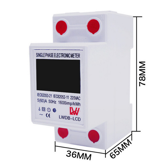 Công Tơ Điện Tử 1P 60A LW Đo Điện Tiêu Thụ Kwh Độ Chính Xác Cao Màn hình LCD