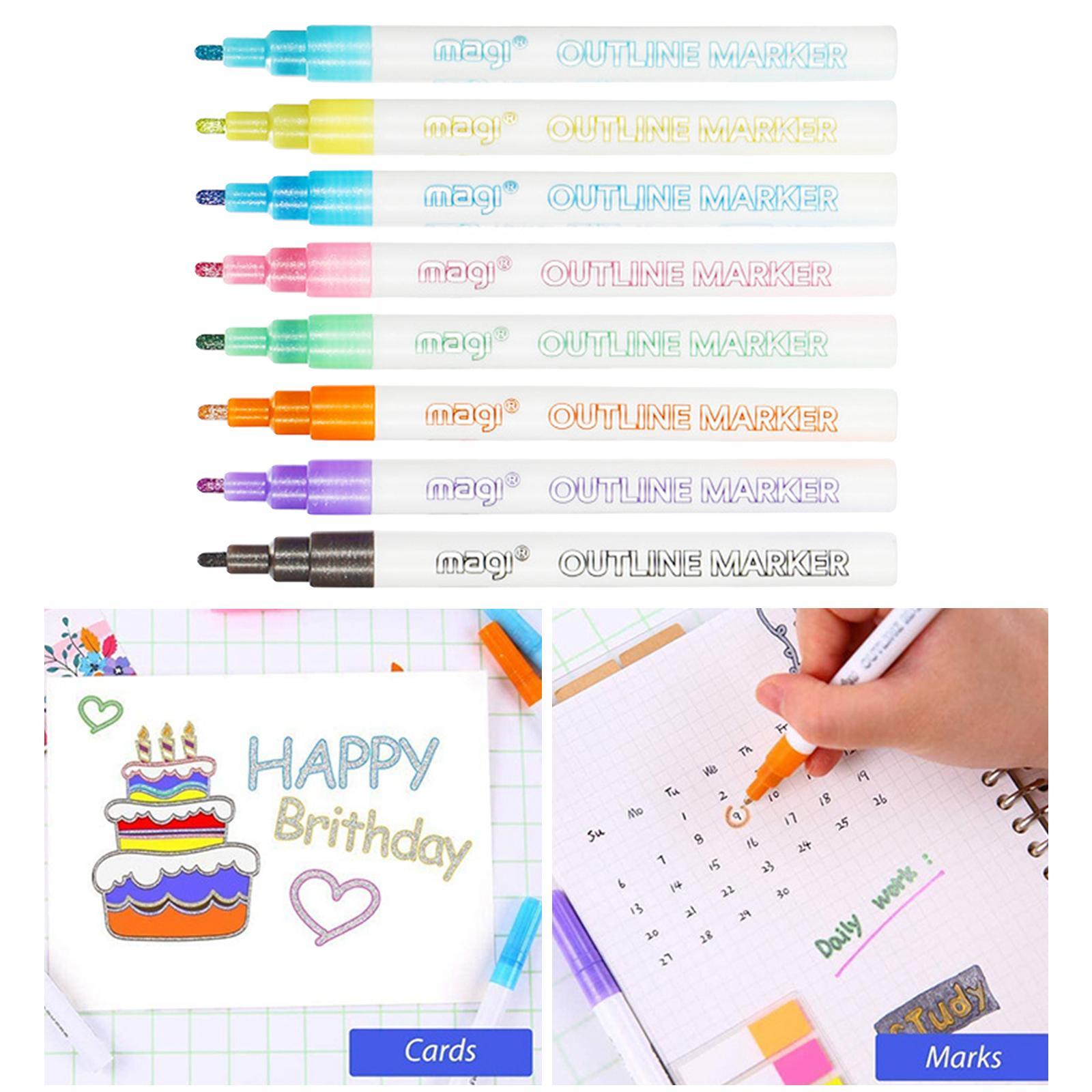 Double Line Outline Pen for School Highlighter  Card