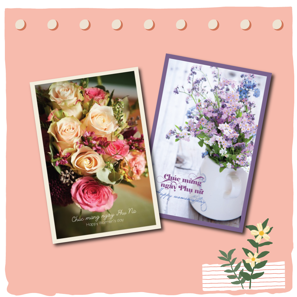 Combo 2c Thiệp ngày phụ nữ 8.3 và 20.10 Women's day - Thiệp Grey 12x18cm kèm phong bì
