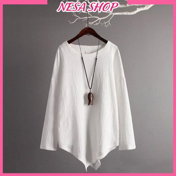Áo kiểu nữ đẹp NeSa Shop, áo nữ áo kiểu, chất liệu Đũi trơn loại 1, áo kiểu Tà Nhọn phong cách Hàn Quốc AKH.44