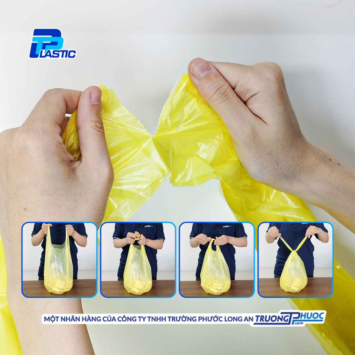 Túi Rác Tự Huỷ Sinh Học TPP, Đáy Sao Có Quai, Nhựa HDPE, 40 Cái/Cuộn x 4, Size S