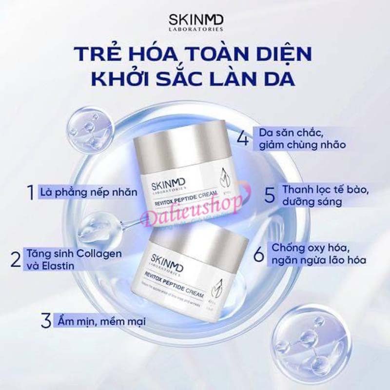 Kem Dưỡng Cải Thiện Nếp Nhăn SkinMD Revitox Peptide Cream 50g