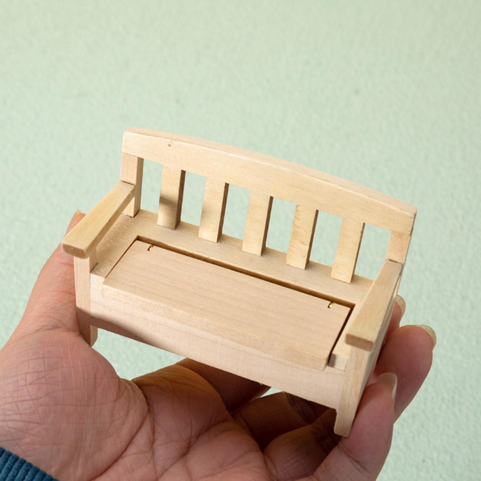 1:12 Scale Back Chair ,Mini Toy Dollhouse Decoration Accessories, DIY Scene Model Wood Furniture Model Living Room Decor Toy