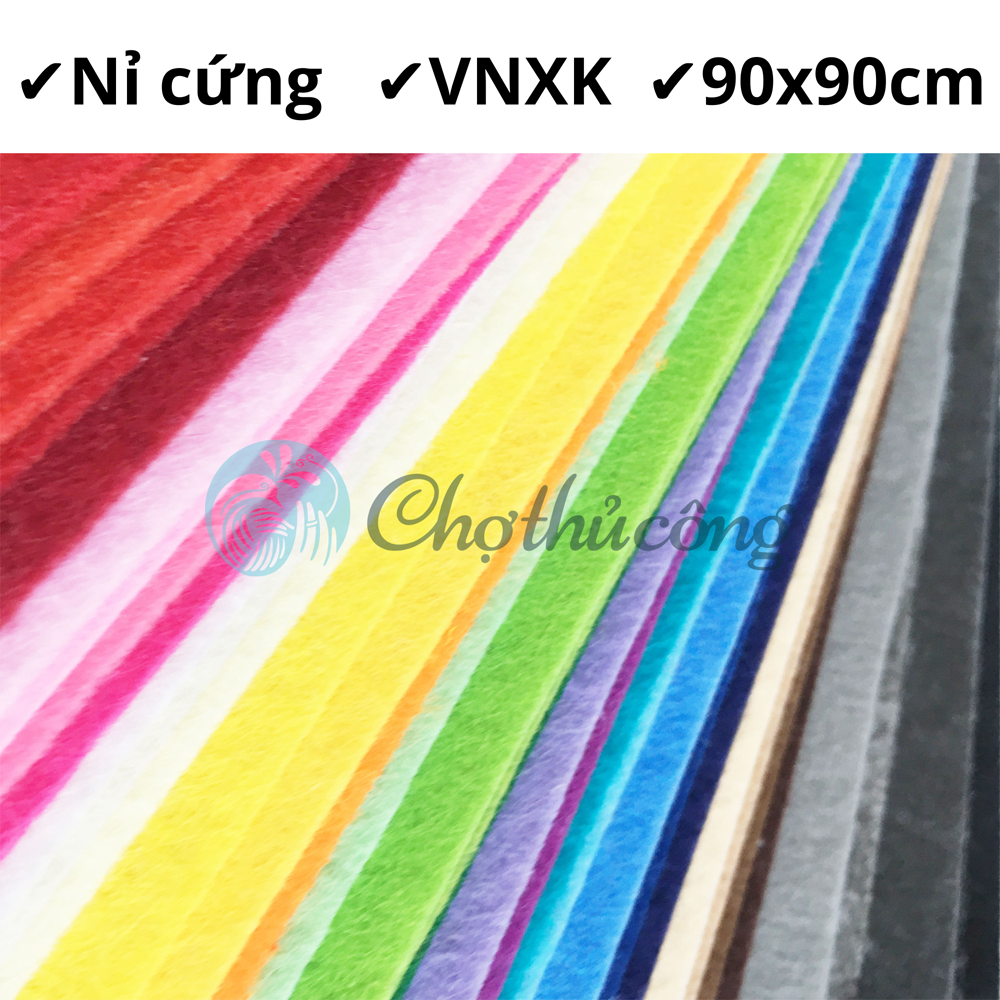Vải nỉ dạ VNXK 90X90cm (vải không dệt / vải dạ / felt) vải nỉ cứng làm đồ handmade, thủ công