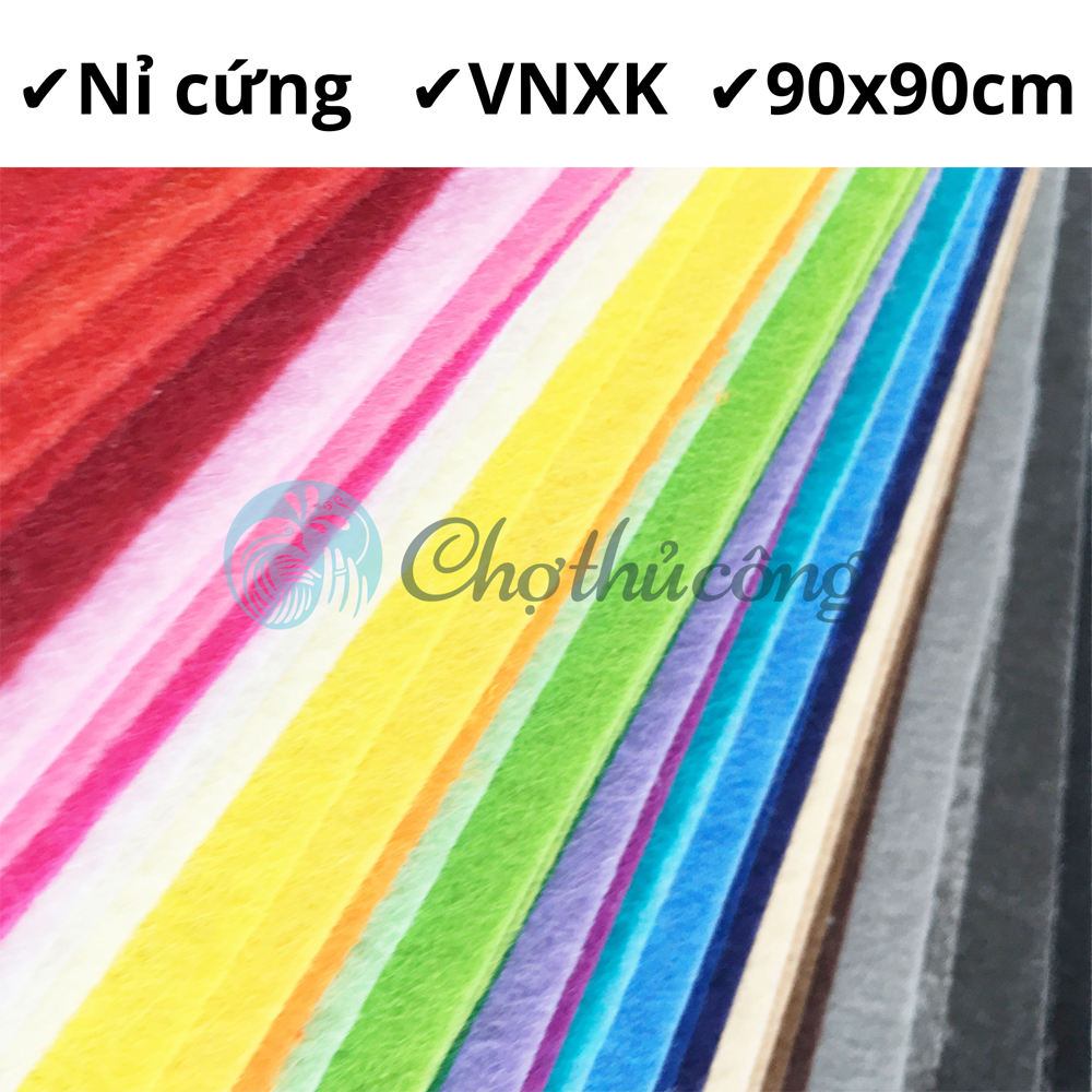 Vải nỉ dạ VNXK 90X90cm vải nỉ cứng làm đồ handmade, thủ công