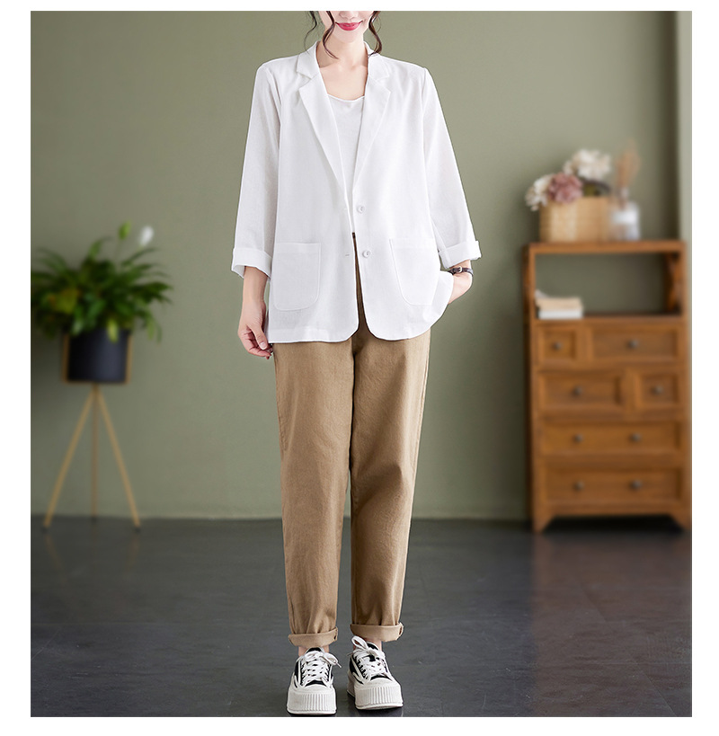 Áo blazer nữ công sở dài tay, kiểu dáng cơ bản dễ mặc, chất liệu linen bột cao cấp CS03