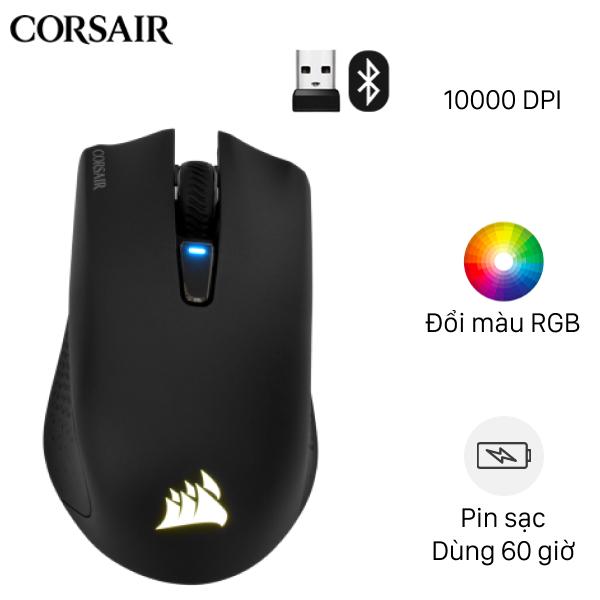 Chuột Bluetooth Gaming Corsair Harpoon RGB Đen - Hàng chính hãng