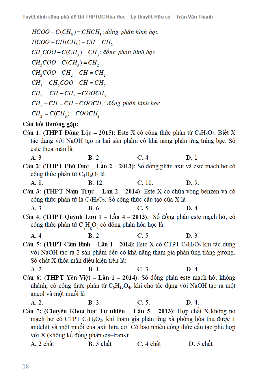 Tuyệt Đỉnh Công Phá Đề Thi THPT Quốc Gia Hóa Học Chuyên Đề Lý Thuyết Hữu Cơ - KV