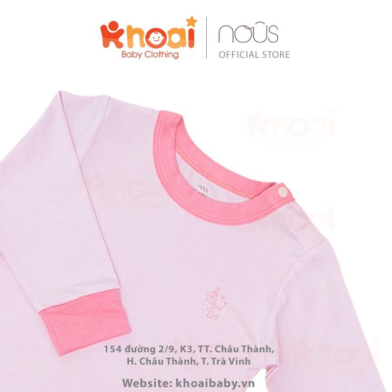 Bộ cài vai dài Nous hồng - Chất liệu Nu petit 95% cotton thiên nhiên