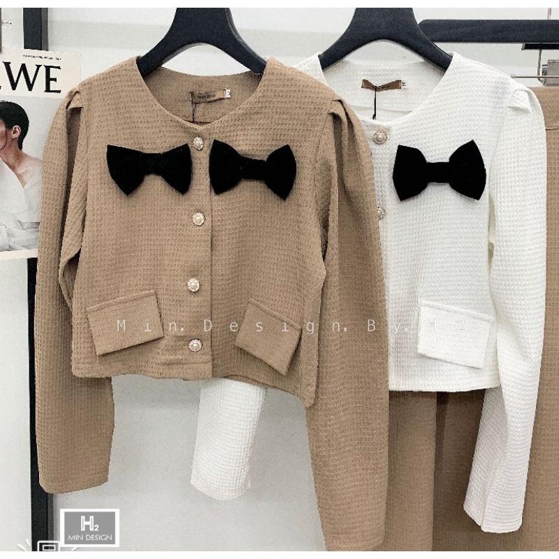 Set Váy Tiểu Thư Sang Chảnh Có Nơ Đính Ngực