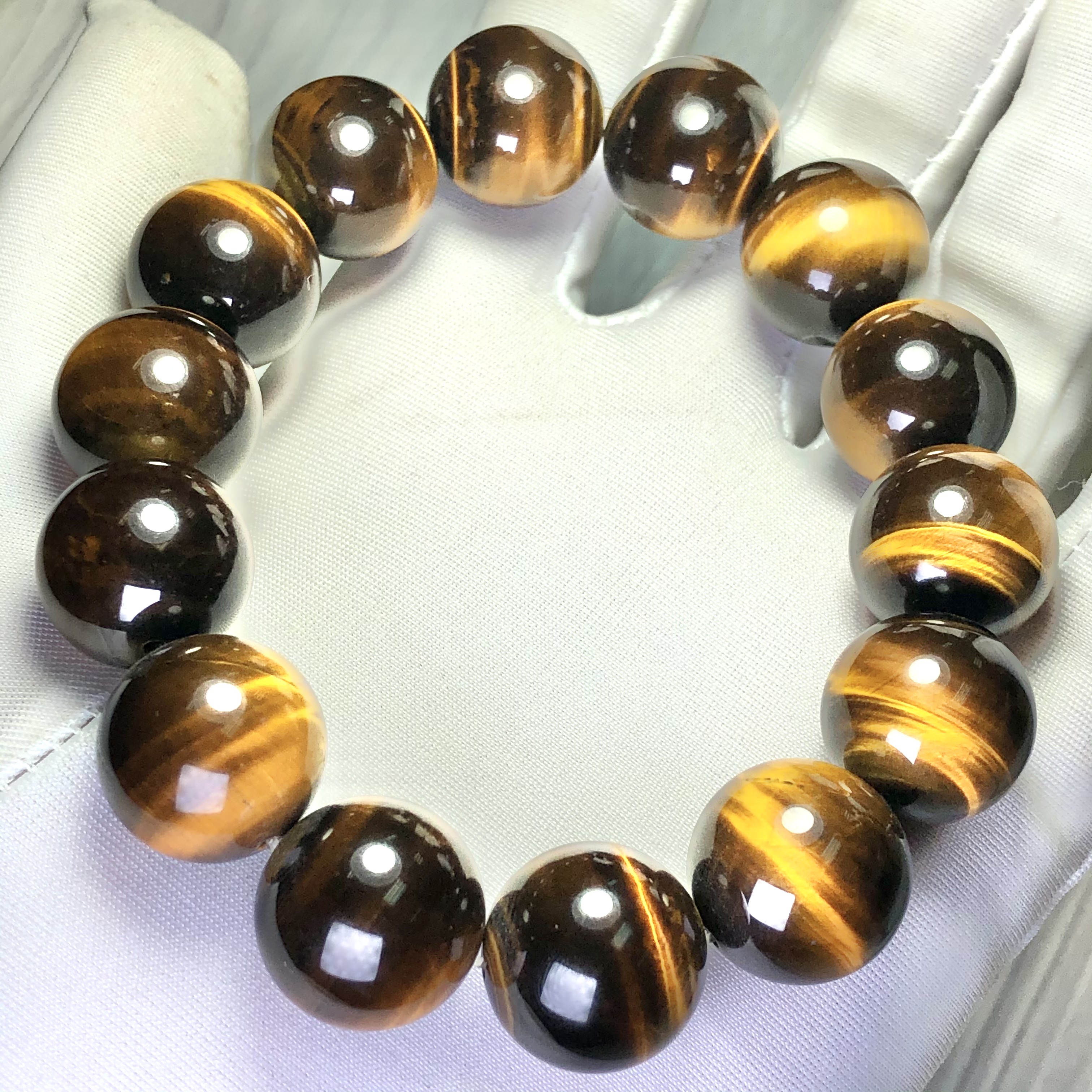 Vòng tay Thạch Anh Mắt Hổ vàng nâu 16mm cao cấp chuẩn 5A