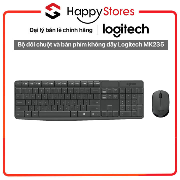 Bộ đôi chuột và bàn phím không dây Logitech MK235 - HÀNG CHÍNH HÃNG