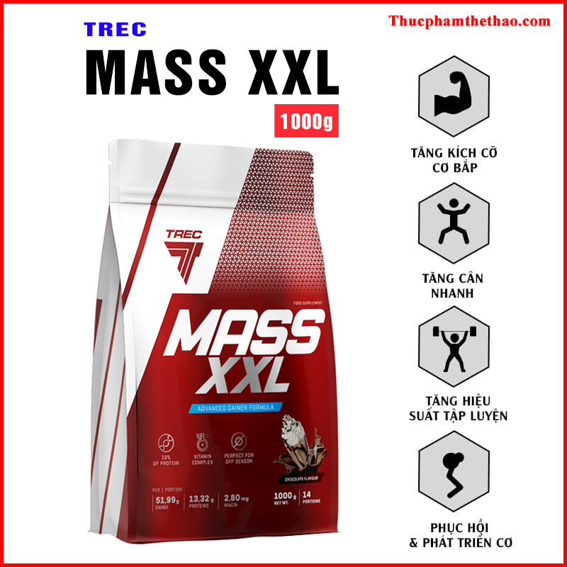 Sữa Tăng Cân Mass XXL - Nhiều Hương Vị - Hàng Chính Hãng Trec Nutrition