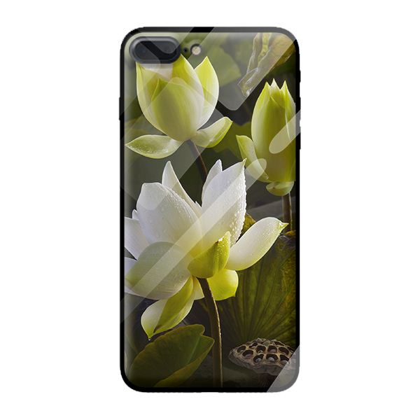 Ốp lưng kính cường lực cho iPhone 8 Plus HOA SEN 1 - Hàng chính hãng