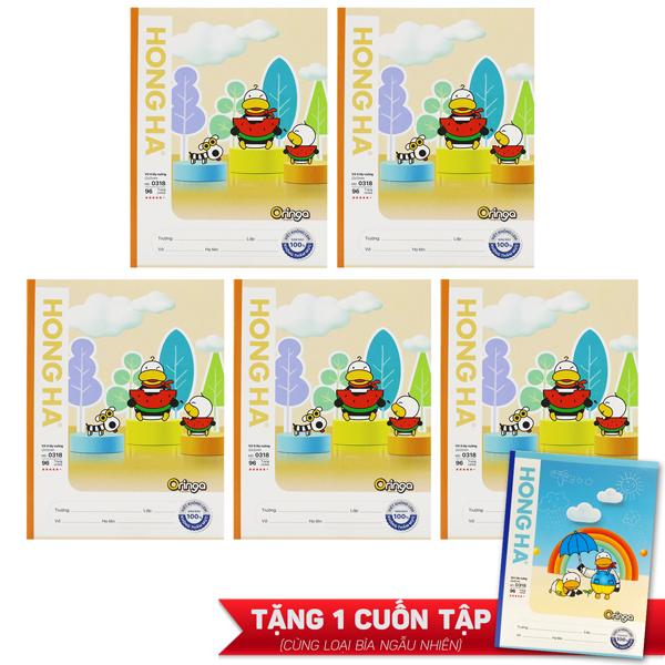 Lốc 5 Tập Học Sinh Class Oringa Fun 4 Ô Ly Vuông 96 Trang 80gsm - Hồng Hà 0318 (Mẫu Sản Phẩm Giao Ngẫu Nhiên) - Tặng Kèm 1 Cuốn Cùng Loại