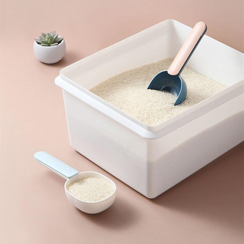 Scoop rice spoon kitchen household rice shovel flour spoon coarse grains with clip spoon large capacity sealing spoon