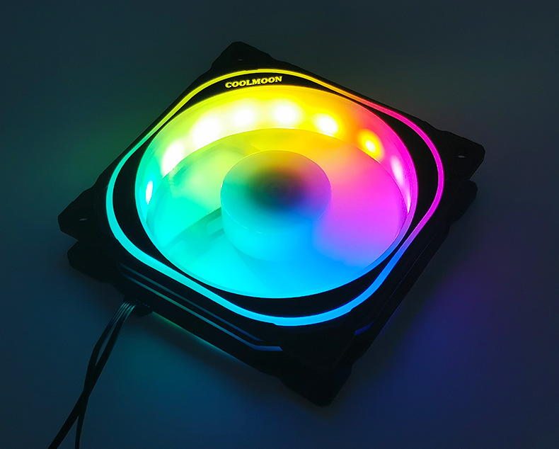 Bộ 3 quạt, Fan tản nhiệt case Coolmoon FS Led RGB - Hàng Nhập Khẩu