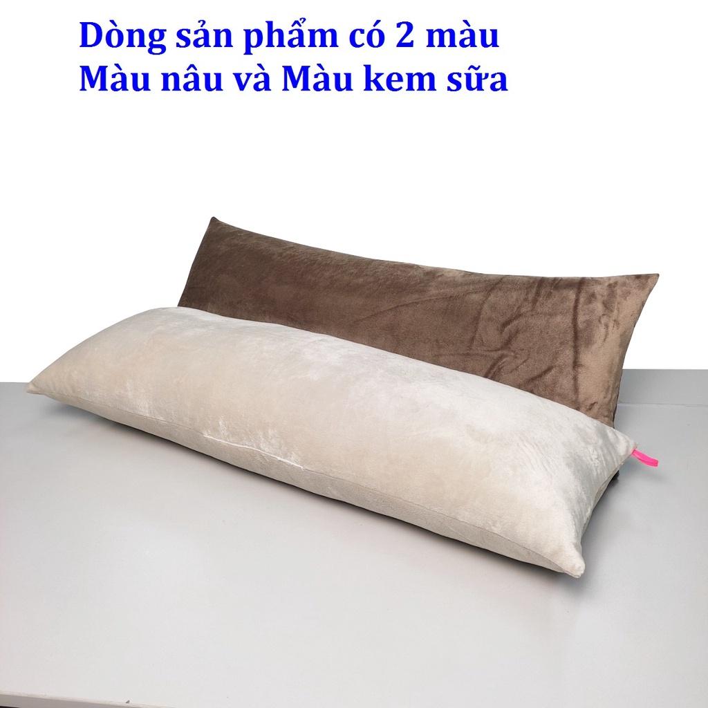 Gối ôm cho bé 30x80cm vải lông nhung màu kem sữa vải mềm mịn mượt và an toàn hàng cty Nhật Bản