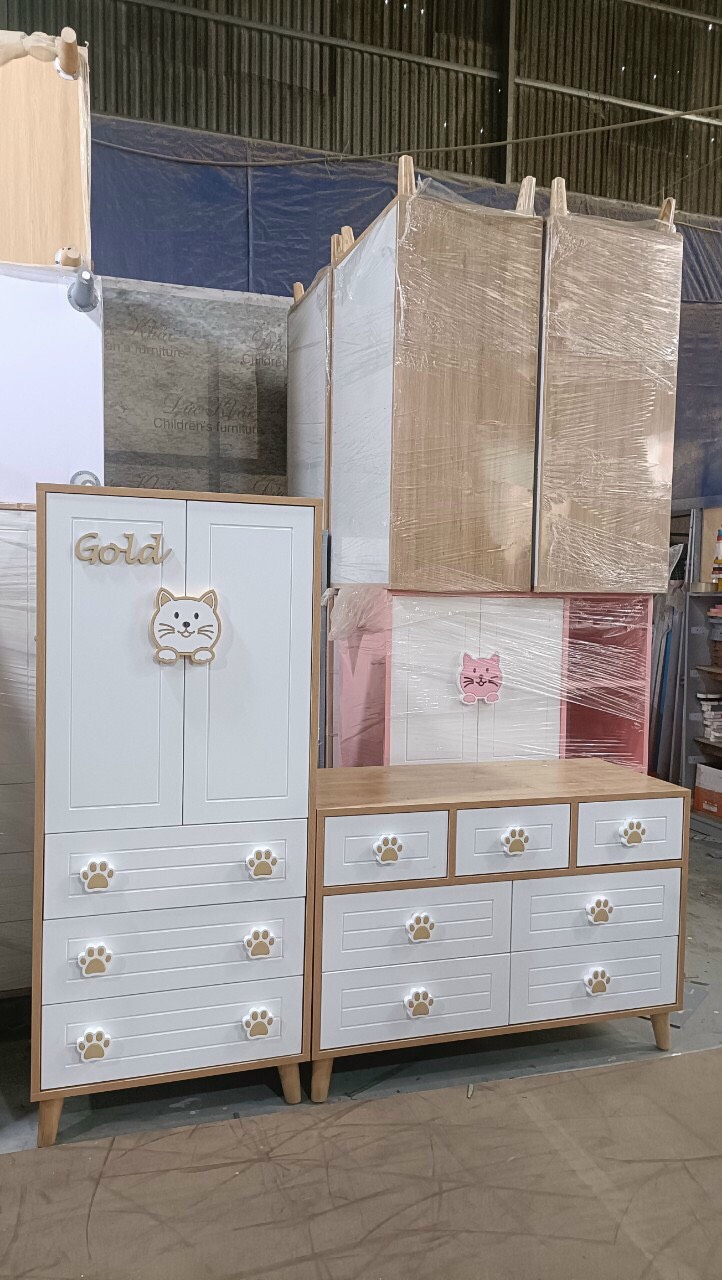 Tủ trẻ em, tủ đựng đồ cho bé gỗ MDF phủ melamine thương hiệu HUCHU