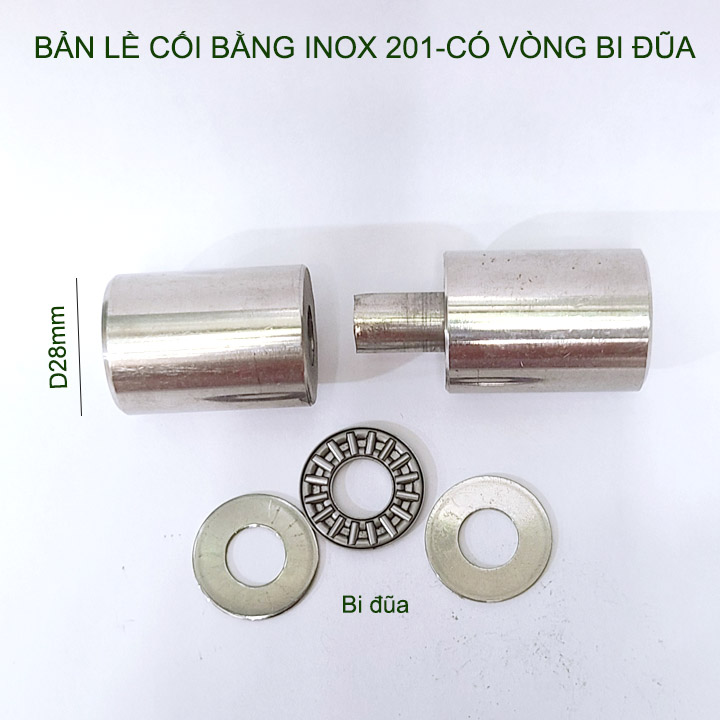 01 Bản lề cối xoay inox 201 có vòng bi đũa, đường kính 28mm
