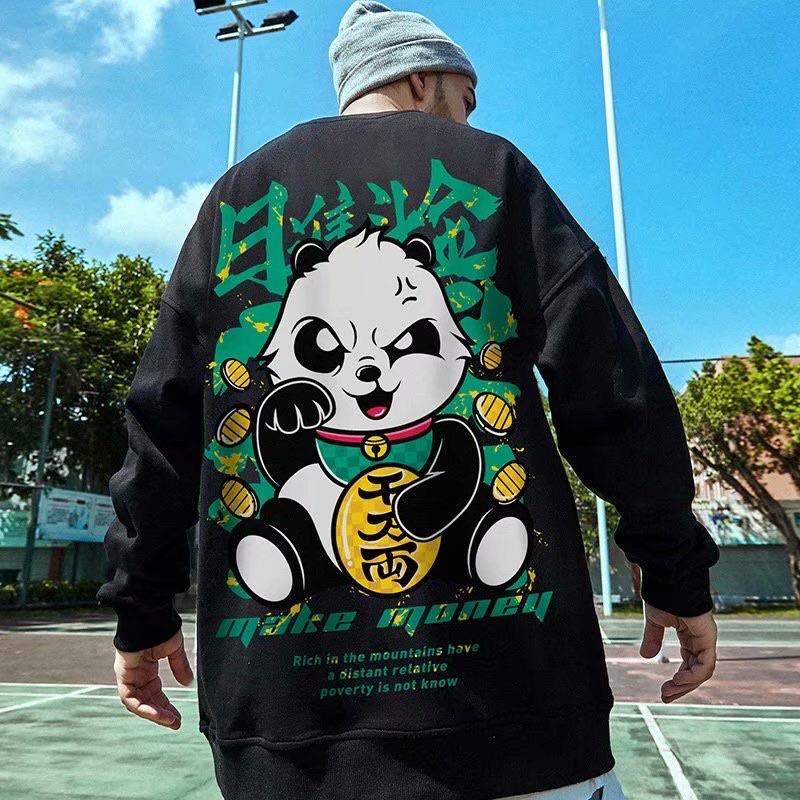 áo hoodie unisex nam nữ hình gấu trúc có big size vải nỉ bông cao cấp