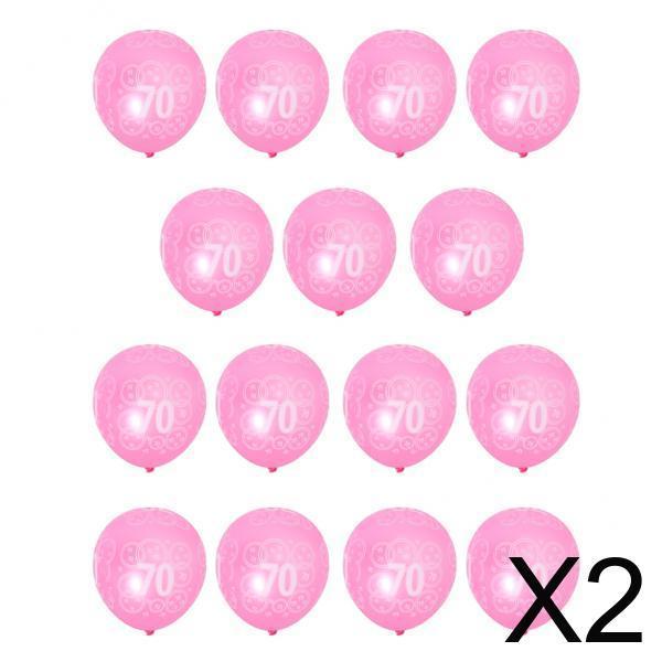 2x15 Pieces Birthday Anniversary Latex Balloon Decoration Age Number 70th Pink