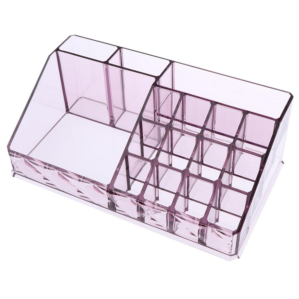 Acrylic Cosmetic Organizer Lipstick Polishes Display Jewelry Storage Box Purple
