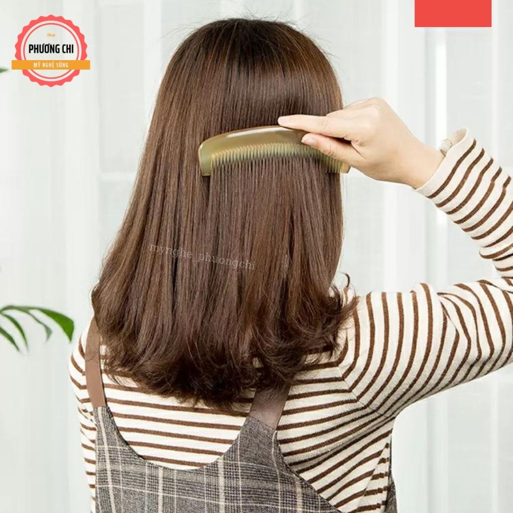 Lược sừng trâu khía chuôi loại đẹp dài 16cm , lược chải tóc gỡ rối | Mỹ Nghệ Phương Chi