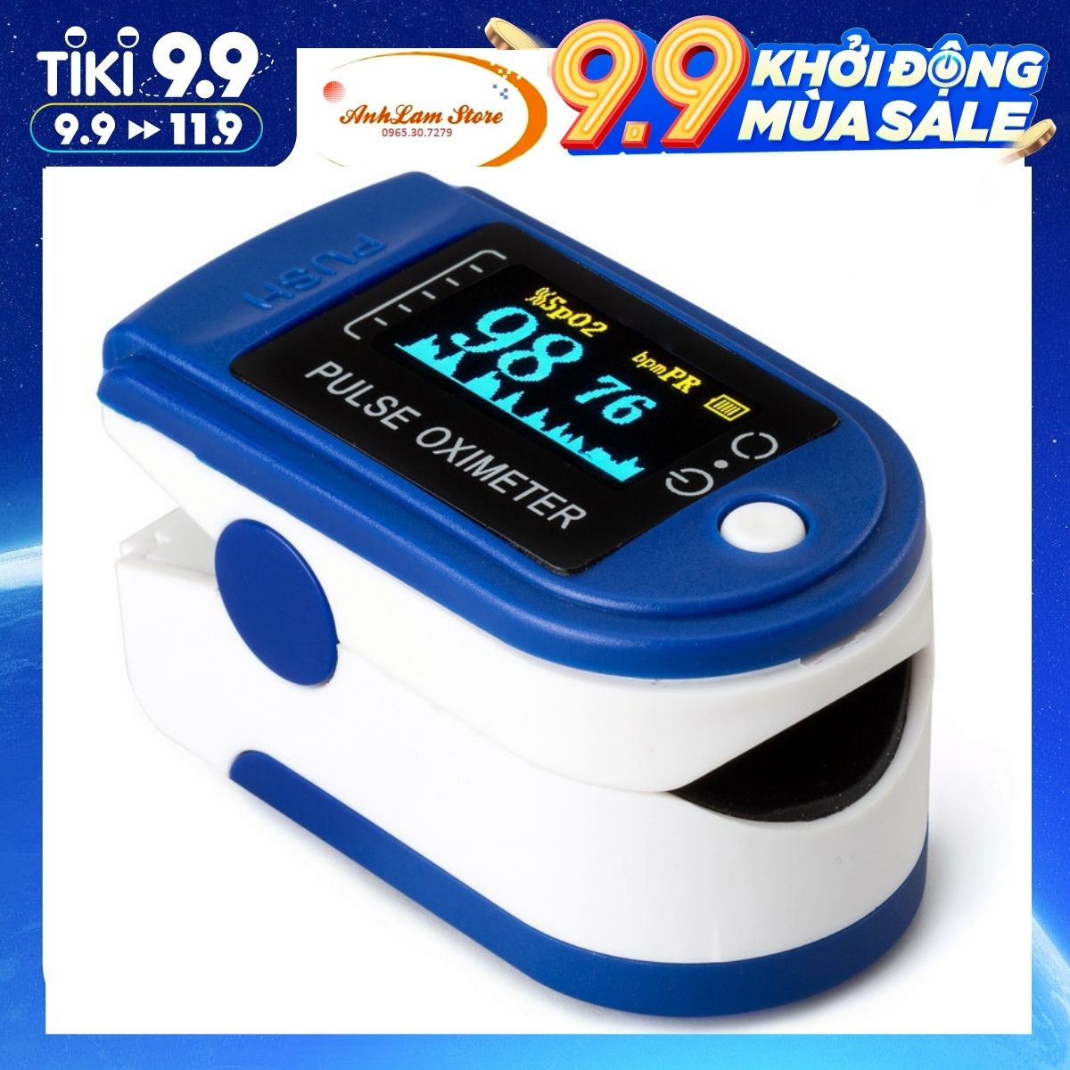 Máy đo nồng độ oxy, SpO2, nhịp tim, độ bão hòa bằng xung đầu ngón tay với màn hình LED Fingertip Clip Pulse Oximeter L-ED Display Mini SpO2 Monitor Oxygen - Anhlam Store