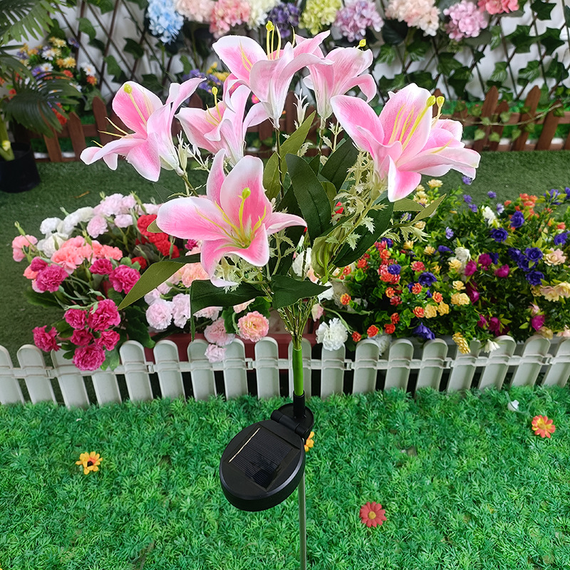 Đèn Trang Trí Năng Lượng Mặt Trời Hoa Huệ, Màu Hồng - Vàng - Trắng - Xanh, Decor Sân Vườn - DA3055