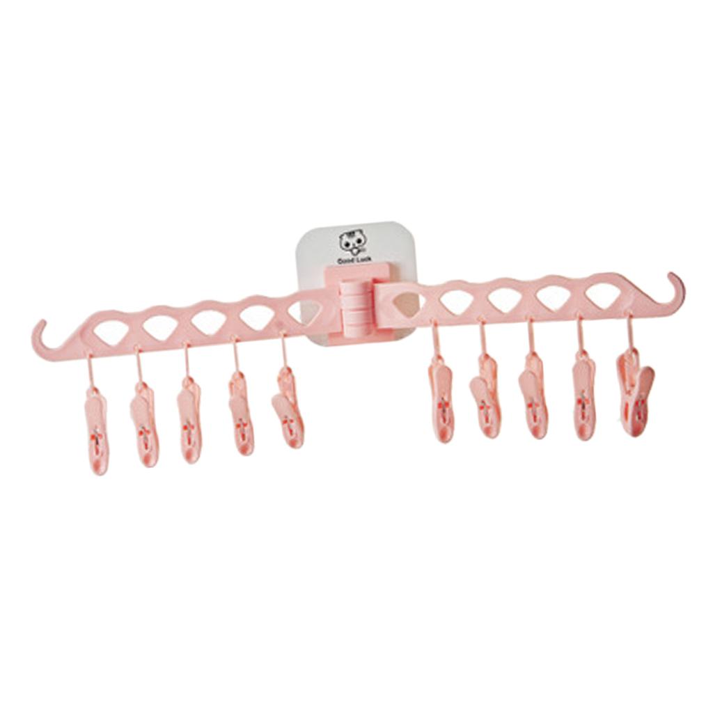 Foldable Clip and Cloths Hanger, Sock Hanger Underwear Hanger with 10
