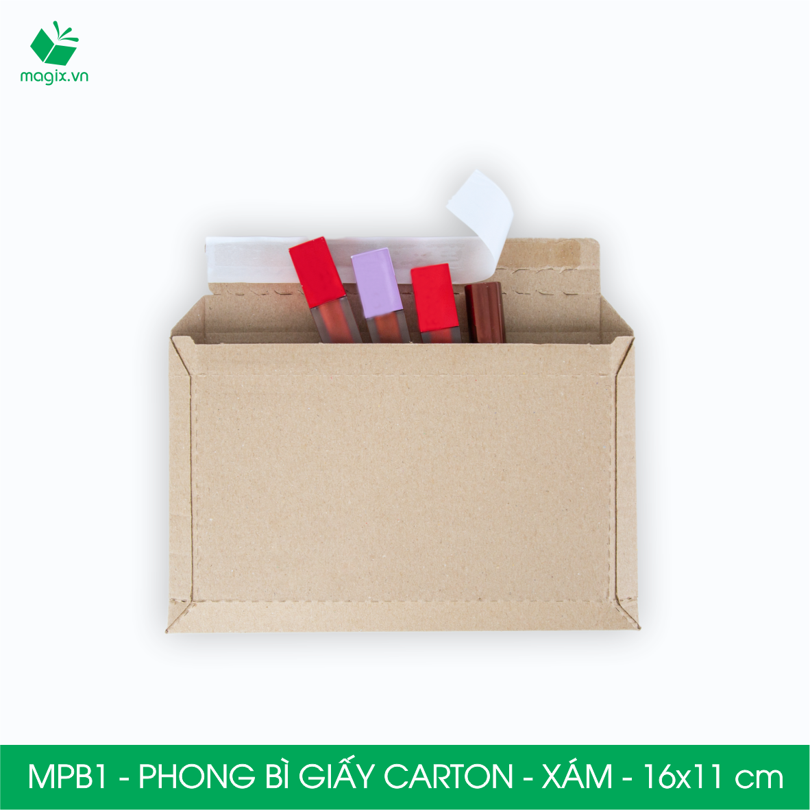 MPB1 - 16x11cm - COMBO 100 PHONG BÌ GIẤY CARTON ĐÓNG HÀNG MÀU XÁM