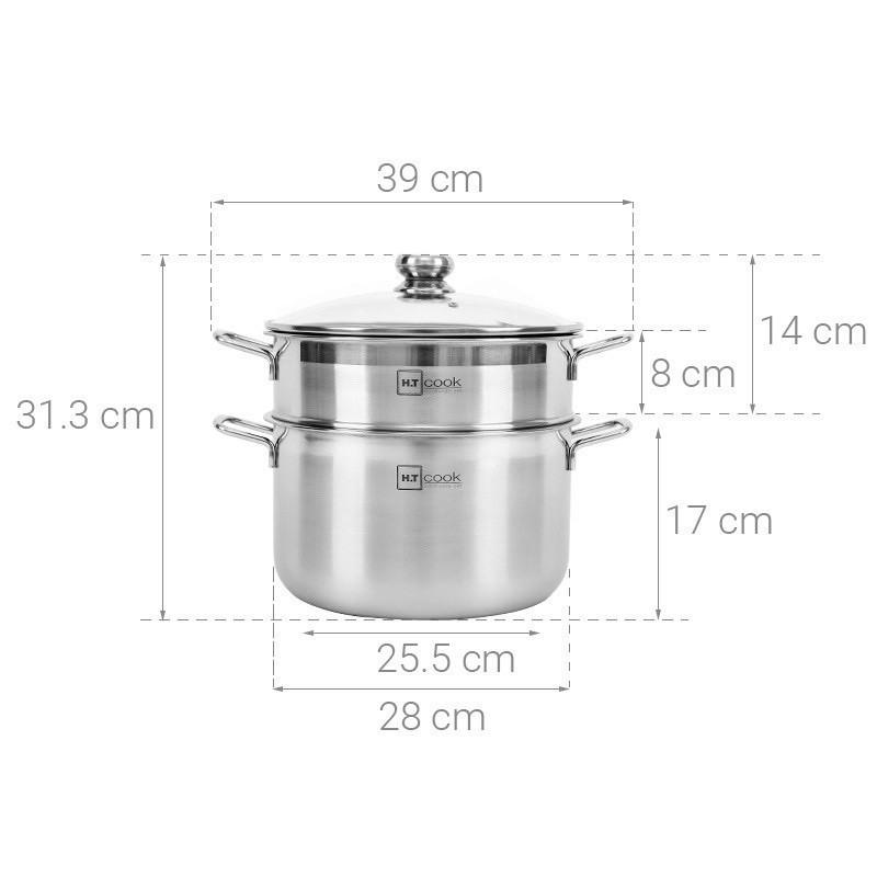 Bộ Nồi Xửng Hấp 2 Tầng 28cm Cao Cấp , Chất Liệu INOX 430, Dày Dặn , An Toàn