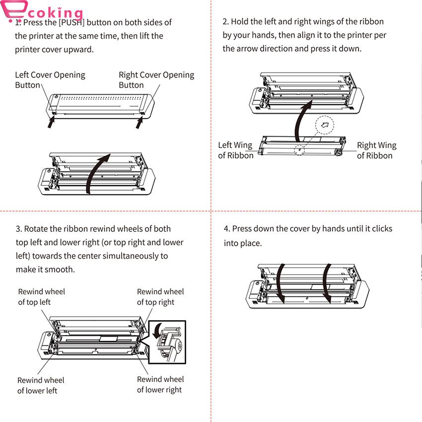 Ruy băng dành cho máy in nhiệt HPRT800 ECOKING Keykits-Với Chức Năng RFID Cho Máy In Chuyển Nhiệt A4 Di Động, in được 50